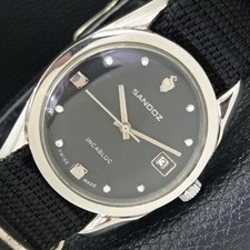 RELÓGIO VINTAGE SANDOZ INCABLOC AUTOMÁTICO SUÍÇO MASCULINO MOSTRADOR DE COR PRETA a436443-a, usado comprar usado  Enviando para Brazil