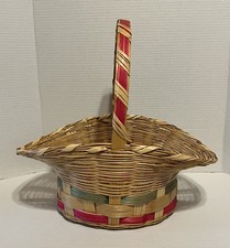 Vintage Grande Cesta de Páscoa Alça de Vime Tecido à Mão México Verde Rosa comprar usado  Enviando para Brazil