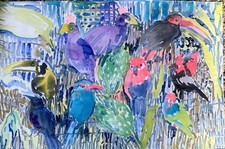 Hunt slonem watercolor for sale  New York