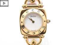 [QUASE PERFEITO] GUCCI 6300L Horsebit relógio feminino ouro mostrador branco quartzo rosa JAPÃO comprar usado  Enviando para Brazil