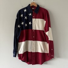 Antigo Tommy Hilfiger Botão para Cima Masculino M Bandeira Patriótica Americana Ocidental EUA 90s comprar usado  Enviando para Brazil