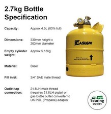 Gaslow refillable 2.7kg for sale  ESHER