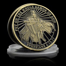 Usado, Medalha comemorativa Put on The Whole Armor of God moeda de bronze Efésios 6:13-17 comprar usado  Enviando para Brazil