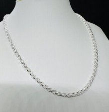 Colar feminino masculino de prata esterlina 925 corrente corda sólida 4 mm 16" - 30" comprar usado  Enviando para Brazil