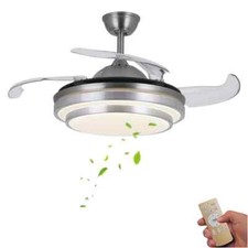 OUKANING 42 pol. Ventilador de teto moderno LED integrado prata com kit de luz LED + remoto comprar usado  Enviando para Brazil