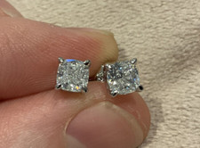 Brincos solitário folheados a platina 925 corte almofada diamante criado em laboratório 1,0 quilates, usado comprar usado  Enviando para Brazil