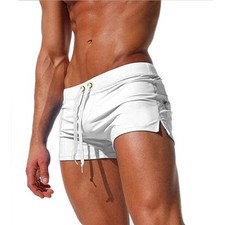 Bermuda de natação masculina shorts de natação baús roupa de banho praia sólida verão meninos comprar usado  Enviando para Brazil