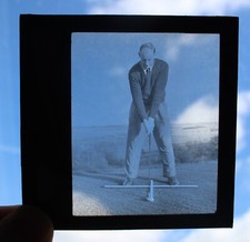 Lanterna mágica vintage 3 1/4" vidro quadrado escorregador - homem jogando golfe comprar usado  Enviando para Brazil