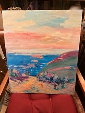 Pintura sem título por Juan Guzmán costa colinas oceânicas paisagem marítima comprar usado  Enviando para Brazil