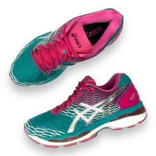 Tênis de corrida Asics feminino gel Nimbus 18 tamanho 8.5 T650N rosa azul-petróleo comprar usado  Enviando para Brazil
