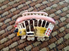 BROCHE DE CARRO CARRINHO ESMALTE VINTAGE SAN FRANCISCO COM RODAS DE STRASS E FAROL, usado comprar usado  Enviando para Brazil