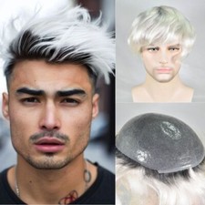 PU0.06-0.08 1BT60R Cabelo Masculino Toupee Raízes Pretas Ombre Platina Loiro 8x10 polegadas comprar usado  Enviando para Brazil