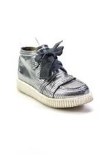 Tênis Mimi Sol feminino plataforma metálica com cadarço cano alto couro prata 34 comprar usado  Enviando para Brazil