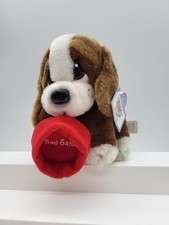 Vintage Sad Sam Applause Bassett Hound com tigela de comida e etiquetas penduradas cachorro de pelúcia 7”, usado comprar usado  Enviando para Brazil