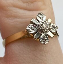 Usado, Anel de flor de margarida de diamante ouro amarelo 18k - Tamanho K comprar usado  Enviando para Brazil