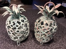 Par de velas votivas de piña El Artistico. Metal con pátina verde segunda mano  Embacar hacia Mexico