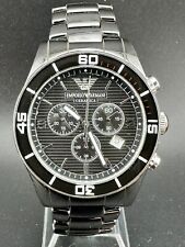 Cronógrafo masculino Emporio Armani cerâmica mostrador preto data quartzo 43mm AR1421 comprar usado  Enviando para Brazil