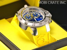 Invicta 50mm SAN III SWISS MADE cronógrafo mostrador azul pulseira amarela relógio SS comprar usado  Enviando para Brazil