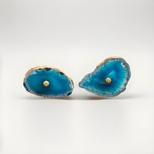 Conjunto de 2 botões de armário de ágata azul e dourado personalizados  comprar usado  Enviando para Brazil