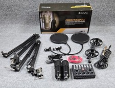 Kit completo de gravação de estúdio de podcast 2 kits mixer condensador microfones música comprar usado  Enviando para Brazil