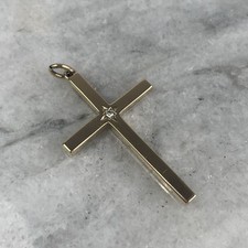 Pingente de crucifixo cruz de diamante ouro amarelo 9 quilates comprar usado  Enviando para Brazil