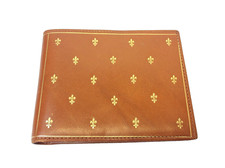Carteira de Couro Vintage Escolar Itália Marrom Fleur De Lis Design Fiocchi Lecco comprar usado  Enviando para Brazil
