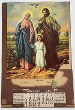 Calendario de pared vintage 1945 La Sagrada Familia, Jesús María, Jones Bros. Furniture Co segunda mano  Embacar hacia Mexico