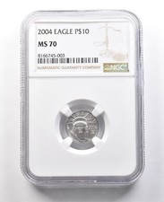 2004 $10 American Platinum Eagle 1/10 Oz Platinum MS70 NGC etiqueta marrom comprar usado  Enviando para Brazil
