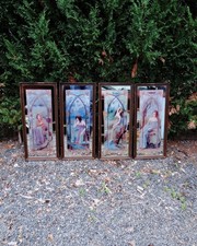 Serigrafias espelhos inspiradas em 4 estações estilo Mucha Art Nouveau vintage anos 70, usado comprar usado  Enviando para Brazil