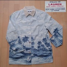 Jaqueta macacão anos 90 Lauren Ralph Lauren padrão mar e palmeira azul tamanho P comprar usado  Enviando para Brazil