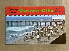 Cartão postal Ocean City NJ New Jersey calçadão bicicletas bicicleta PC antigo, usado comprar usado  Enviando para Brazil