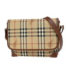 Bolsa de ombro tiracolo BURBERRY logotipo Nova Check couro PVC bege marrom 31FB800, usado comprar usado  Enviando para Brazil