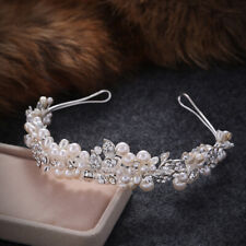 Tiara de formatura feita à mão pérola cristal casamento rainha concurso 4 cm de largura faixa de cabeça coroa comprar usado  Enviando para Brazil
