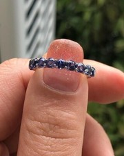Usado, Aliança de casamento de ouro branco sólido 10K redonda natural tanzanita meia eternidade 2 quilates comprar usado  Enviando para Brazil