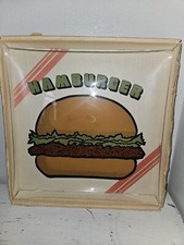 Prato de servir raro vintage hambúrguer gourmet vidro temperado quadrado MCM Pop Art comprar usado  Enviando para Brazil