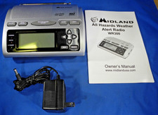TESTADO Midland WR300 NOAA Rádio Alerta Meteorológico AM/FM Despertador com Cabo de Alimentação comprar usado  Enviando para Brazil