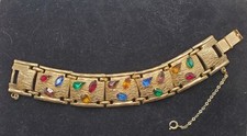 Conjunto de pinos de pulseira de painel de ouro largo vintage strass lágrima textura marquesa comprar usado  Enviando para Brazil