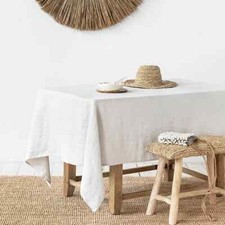 Usado, Toalha de mesa retangular natural linho 100% puro para decoração de festa comprar usado  Enviando para Brazil