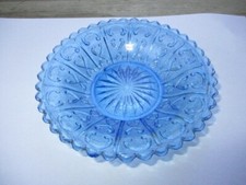 HTF 1830 SANDUÍCHE SÍLEX VIDRO RENDADO PRATO DE CHÁ AZUL COBALTO PAINEL SÍMBOLOS 5", usado comprar usado  Enviando para Brazil
