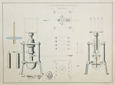Agosto De Voit - Prensa Hidráulica De Algodón Dibujo Firmado 1854 comprar usado  Enviando para Brazil
