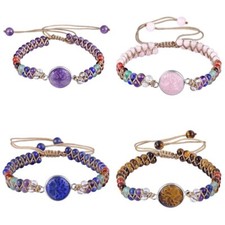 Pulseira ajustável trançada de cristal árvore vida macramê pedra pulseiras corda tecer comprar usado  Enviando para Brazil