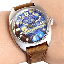 Usado, Relógio de mergulho masculino Starry Sky Dial C3 Lume Hand 36mm Tandorio NH35 automático 20ATM comprar usado  Enviando para Brazil