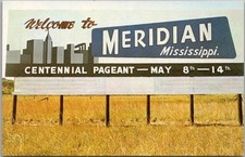 Cartão postal/outdoor rodoviário c1960s MERIDIAN, Mississippi Greetings - Cromado, usado comprar usado  Enviando para Brazil