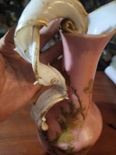 Usado, Vidro opala antigo pintado à mão folhas de bolota douradas aplicadas cabo Briar  comprar usado  Enviando para Brazil