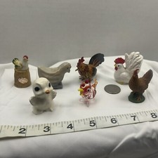 Lote de 8 bugigangas galo frango pato prateleira miniaturas Curio Curiosity comprar usado  Enviando para Brazil