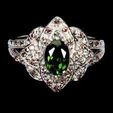 Anel de prata esterlina 925 cromo oval diópsido 7x5mm pedra preciosa de safira tamanho 7 comprar usado  Enviando para Brazil