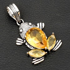 Pingente de sapo étnico feito à mão de pedra preciosa citrina joia feminina 1,88" AP-71497 comprar usado  Enviando para Brazil
