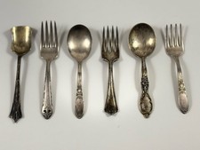 Usado, Lote antigo de 6 utensílios infantis banhados a prata  comprar usado  Enviando para Brazil
