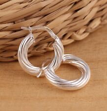 Prata esterlina sólida 925 Torcida Corda Huggie Hoop Brincos 18mm diâmetro In A Box comprar usado  Enviando para Brazil