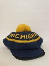 Chapéu vintage anos 80 Michigan Wolverines puff bola tamanho único 100% acrílico, usado comprar usado  Enviando para Brazil